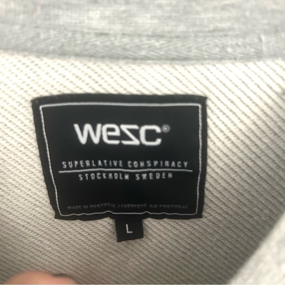 WESC Utility Bomber Track Jacket Fall Layer Snap Collarless Gray Size Large - Picture 4 of 13